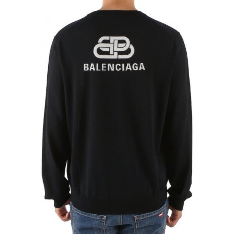 Balenciaga Back Print Interlocked BB Sweatshirt 'Black White' Men's 583117T14394170