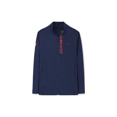 Logo Buchstabe Reißverschluss Stehkragen Langarm Jacke Herren Jacke Blau 152327701-2