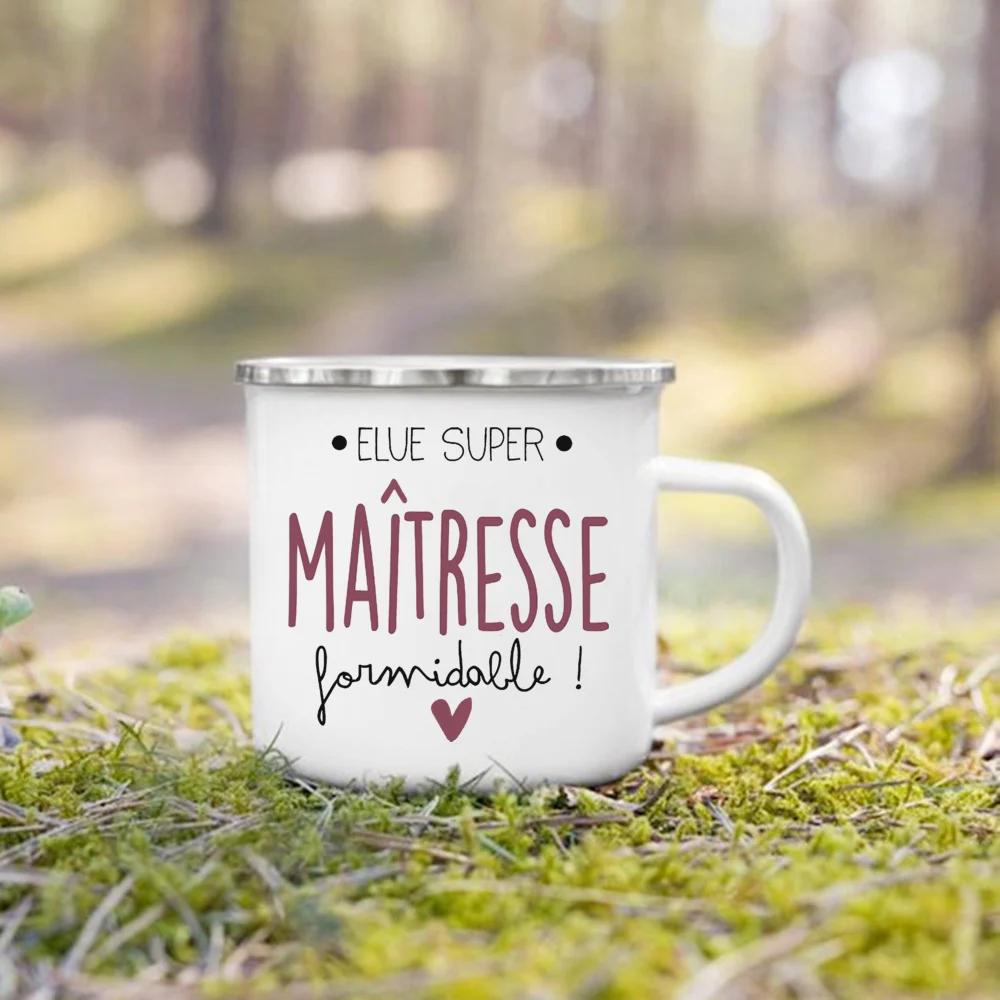 Thank You Teacher Print Mugs Creative Coffee Cups Drinks Water Milk Cup Enamel Mug School Handle Drinkware Gifts for Teacher