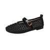 Stylish mesh rhinestone catwalk shoes round head Mary Jane shoes breathable flat ballet single shoes women's summer