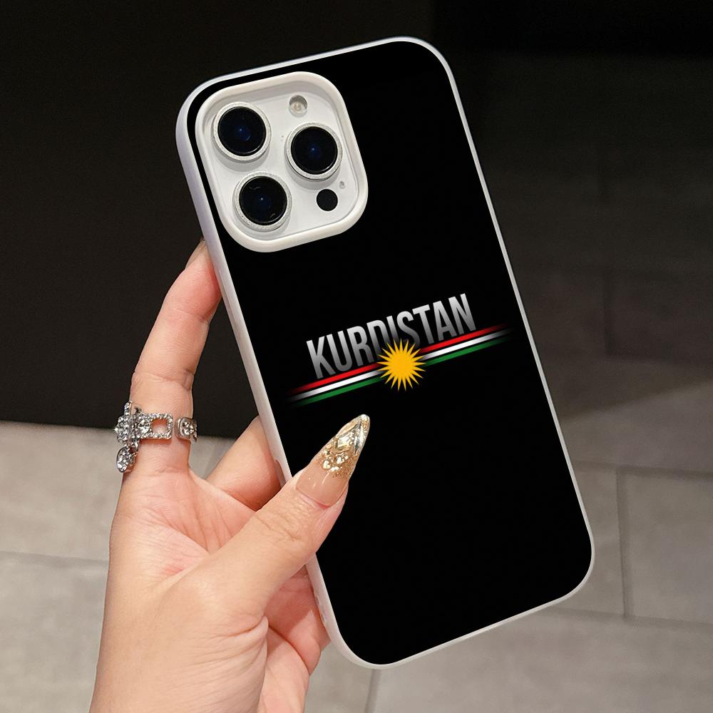 Kurdistan Flag Jelly Double layer White Mobile Phone Case for iPhone 17 16 15 14 13 12 11 Air Pro Max Plus Protective