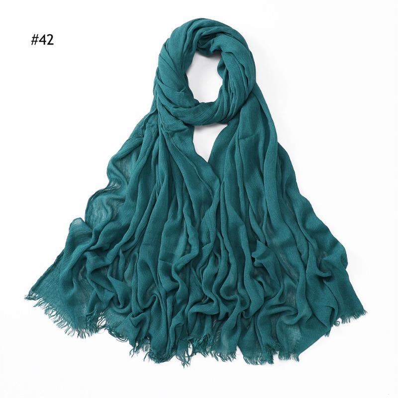% Rayon Pleated Solid Color Human Cotton Two-end Beard Bag Headscarf Female, New Breathable Soft Scarf