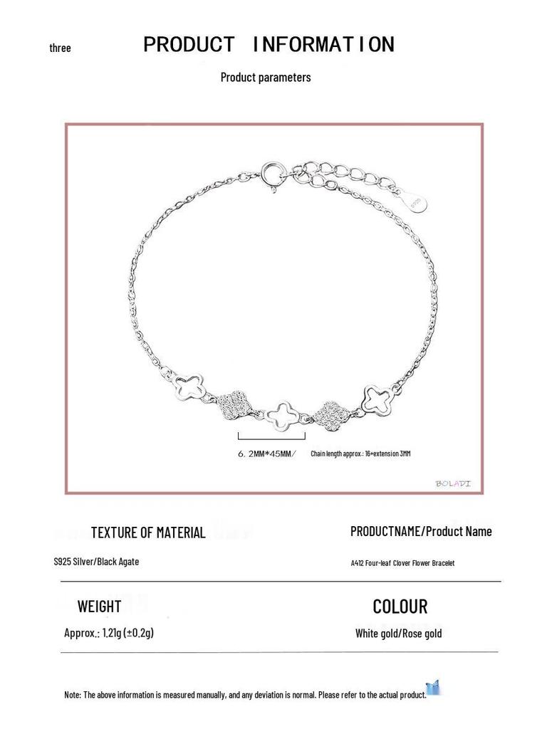 S925 Sterling Silver Lucky Four-Leaf Clover Bracelet in Mori Style - Simple, Elegant, Niche Hand Jewelry