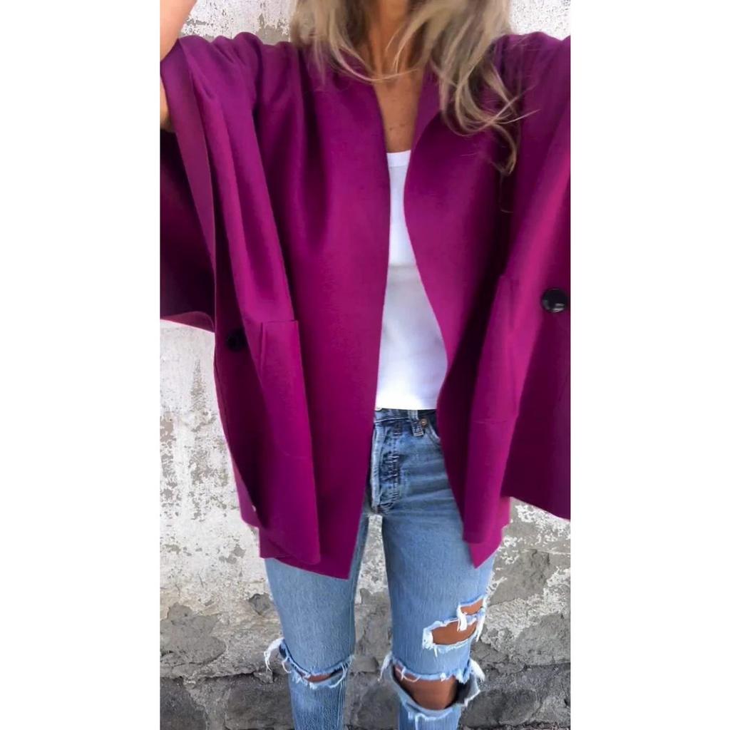 New Women's Fall Winter Lapel One-piece Poncho Coat