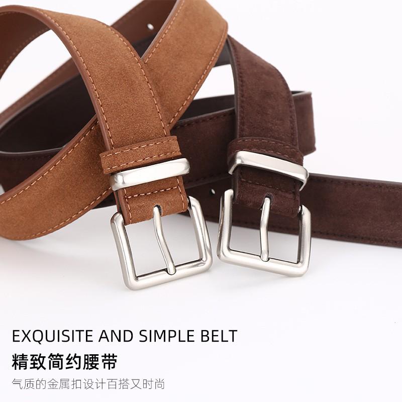 Vintage Style Womens Suede Leather Belt With Pin Buckle 3.3cm Wide Adjustable Jeans Casual Wear
