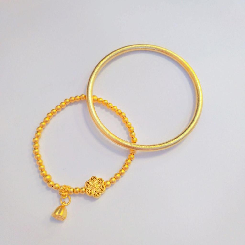 Six-Phase Lotus Seed Gold-Plated Bracelet 4mm Beads – Fortune Child Jewelry Collection