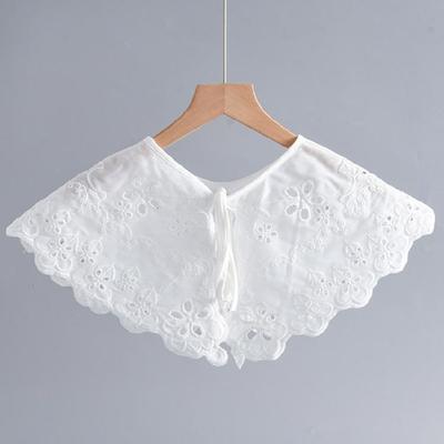 Embroidery Floral Neckline Capelet Women Self-Tie Decorative Faux Collar Shawl