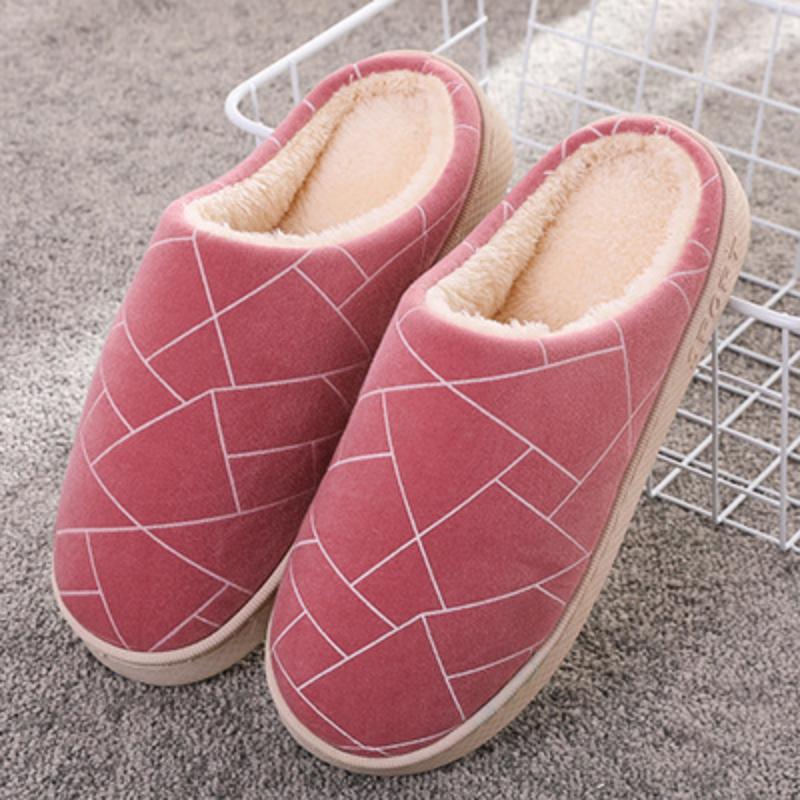 Order A Size Up Home Slippers Thick-soled Cartoon Male Cotton Slippers Female Indoor Cute Plush Couple Cotton Slippers