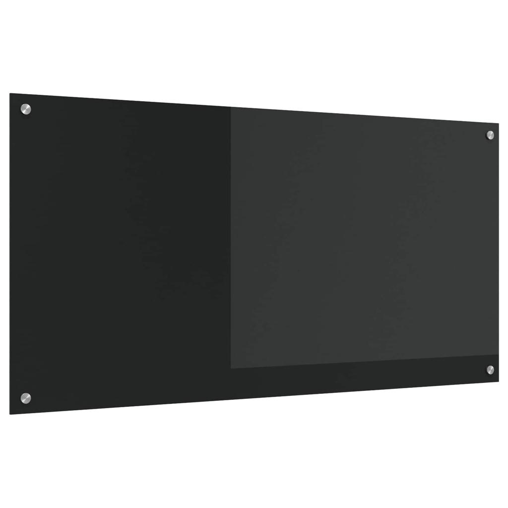 Kitchen Splashback Black 120 x 60 cm Tempered Glass