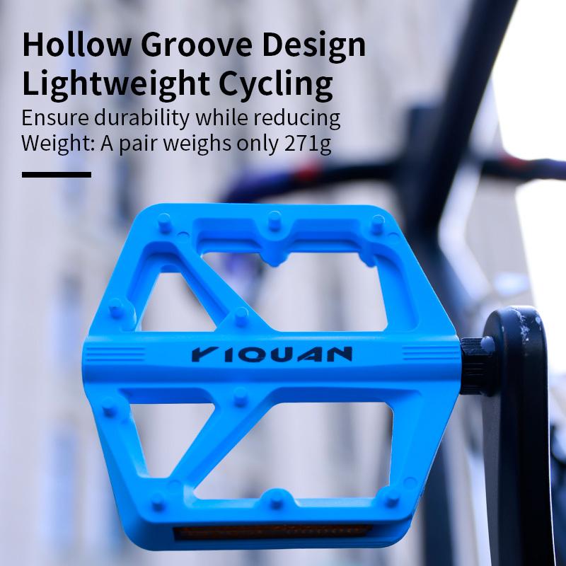 Bike Pedals Nylon Bearing 9/16" Non-Slip Flat Pedals Lightweight Wide Flat Platform Cycling Pedals for BMX Road MTB E-Bike