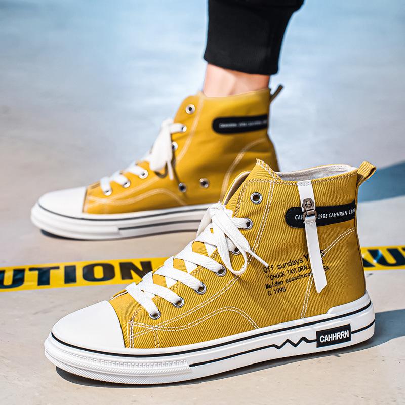 Men's shoes autumn 2025 new high-top board shoes student flat canvas shoes literary style youth fashion casual shoes