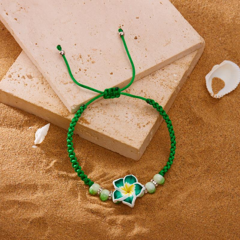 Bohemian Big Flower Charm Bracelets For Women Elegant Resort Style Soft Clay Pottery Beaded Bangles Girls Party Jewelry