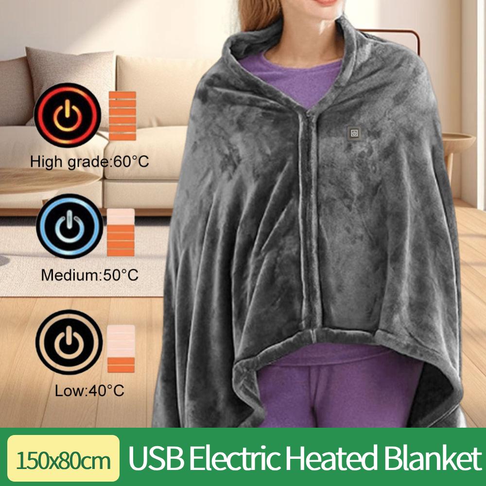 Coperta Elettrica Riscaldante USB 3 Livelli di Riscaldamento Coperta Riscaldante in Pile Scalda Corpo Portatile per Casa e Ufficio