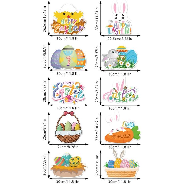 Easter Paper Door Hanging Pendant Rabbit Eggs Door Hangers Decorative Plaques Sign