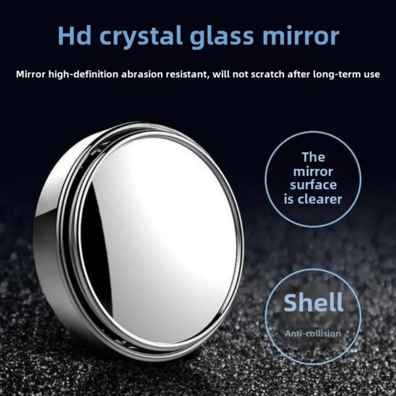 2Pcs Car Round Frame Convex Wide-angle Clear Rearview Auxiliary Mirror 360 Degree Blind Spot Mirror Adjustable Driving
