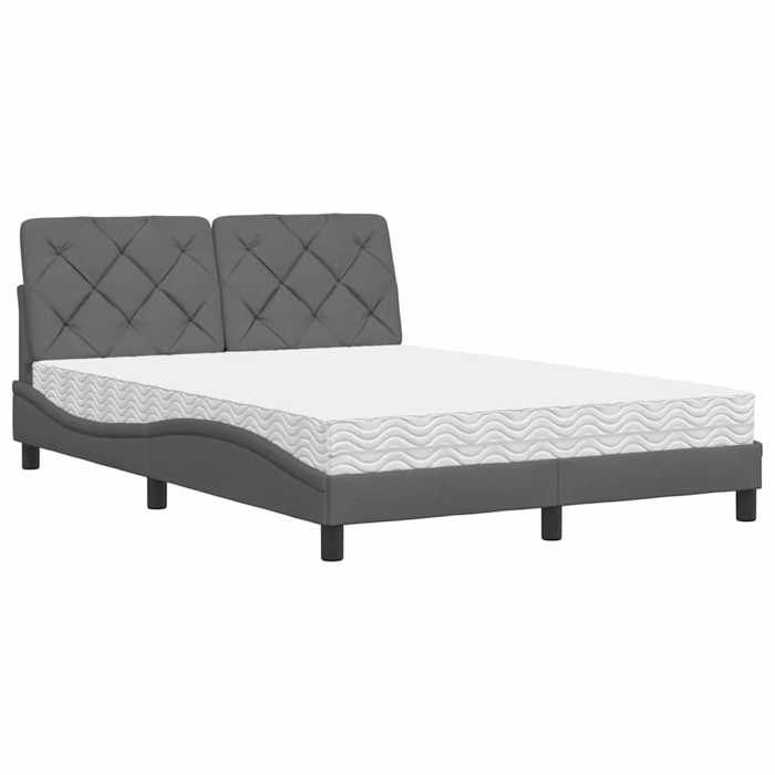 VidaXL Lit avec matelas gris foncé 140x190 cm tissu 3310735