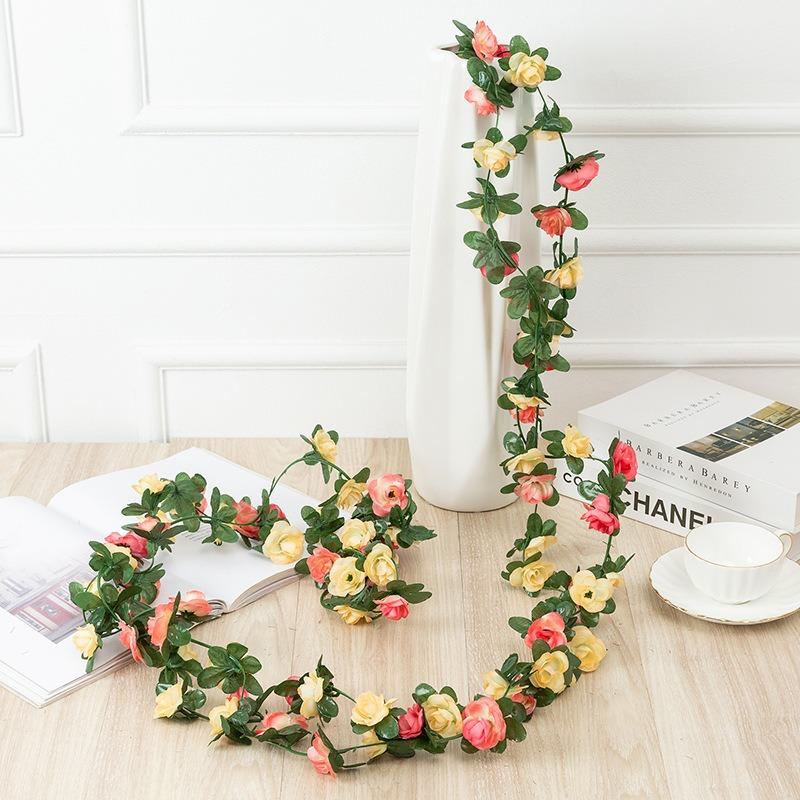 250CM Artificial Rose Flowers Vine for Home Room Decor Wedding Decoration Outdoor Spring Autumn Garden Arch Rattan Fake Plants