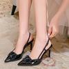 Black high heels pointed home light mouth thin heel sexy temperament versatile hollow sandals
