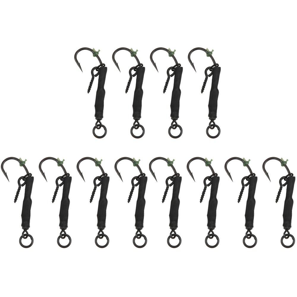 12PCS with Barbed Carp Fishing Hook with Swivels Fishing Hook Kit Ronnie Fishing Hook  Carp Fishing