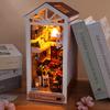 Bücherregal-Set Puppenhaus Holz Beleuchtet DIY Buchnische Bausatz 3D Puzzle Zusammenbau Gebäudemodell Buchstützen Geburtstagsgeschenke für Erwachsene