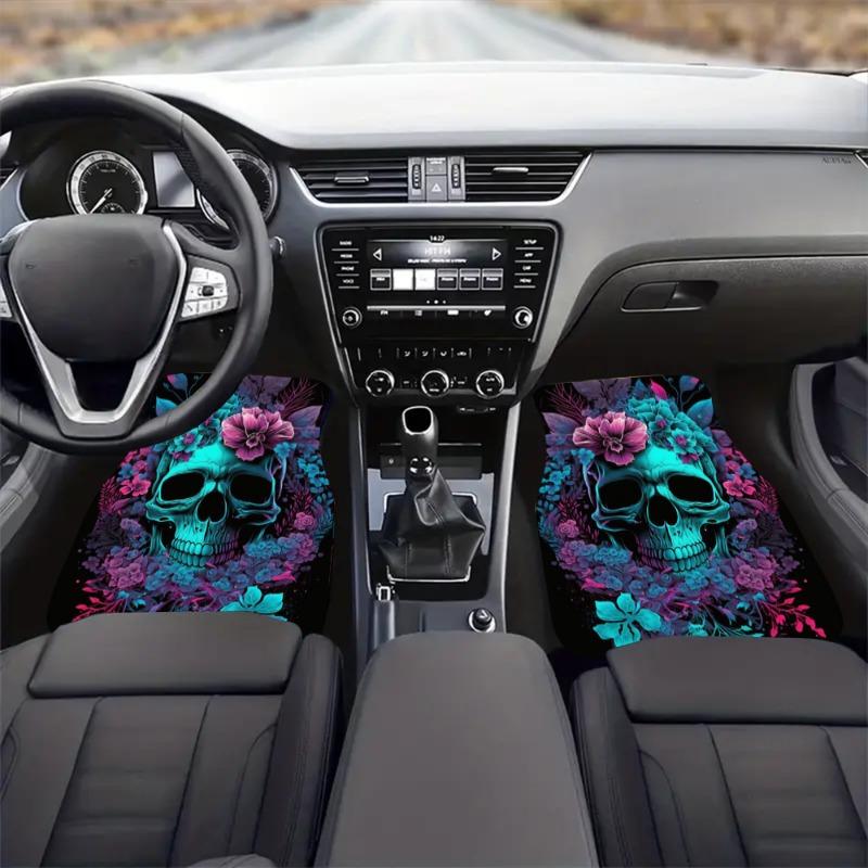 Durable High End Blue Skull Pattern Car Floor Mat Suitable for Decorative Accessories at the Standard Driving Position Car Mat