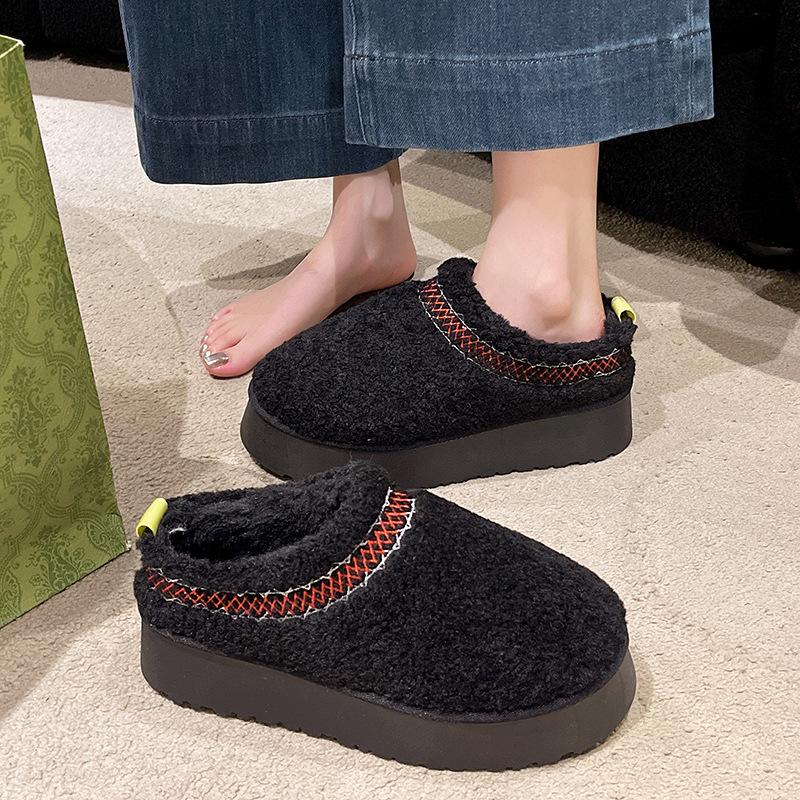 2024 autumn and winter new velvet warm snow boots thick-soled foreign trade women's cotton shoes one foot bread boots