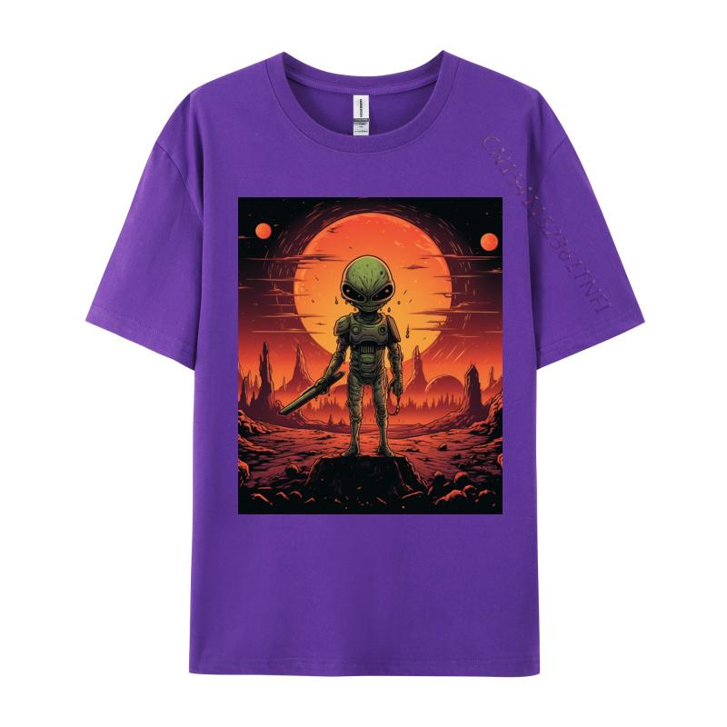 Printing Tops Tees Alien In Armor Tshirts 100 Cotton Fabric Student T Shirt Casual Tops Tees Clothing