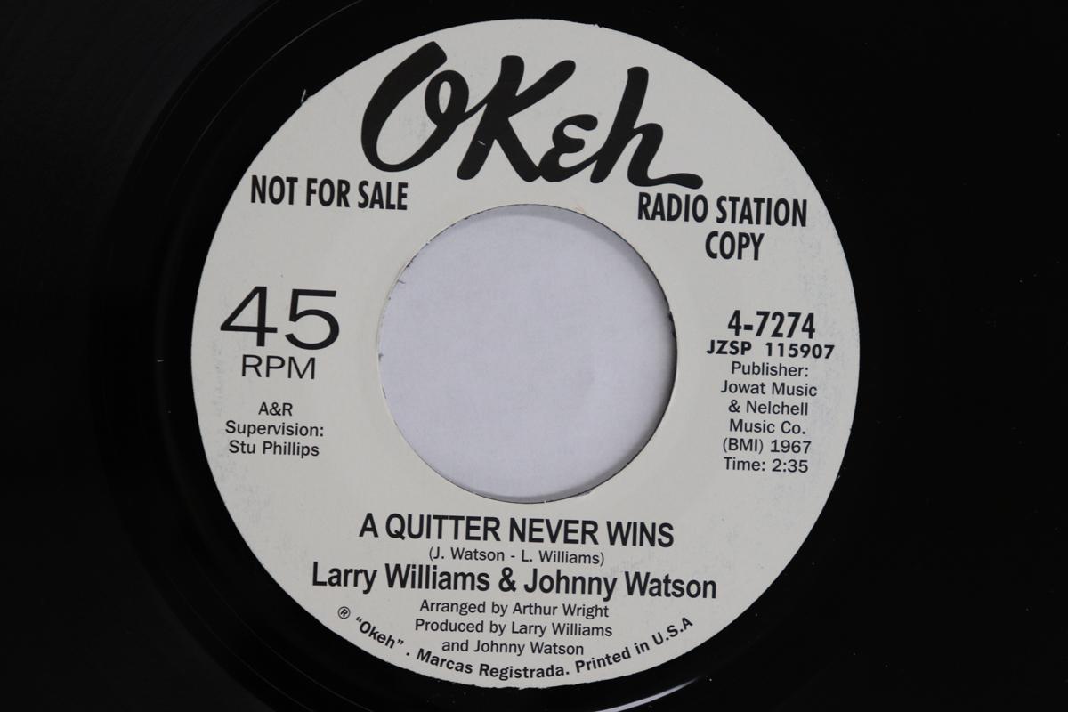 

7inch Record LARRY WILLIAMS, JOHNNY WATSON - A Quitter Never Wins / Too Late 47274PROMO OKEH 2014 US Soul/Funk Used