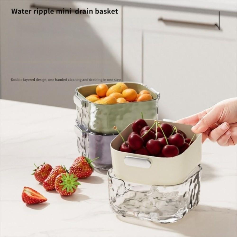 6-Piece Set Multi-purpose Kitchen Basket 3 Size Thickened Plastic Fruit Colander with Handles Double Layer Plastic Colander Set