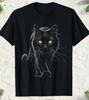 Unisex Shortsleeve Tshirt Featuring A Black Cat With Yellow Eyes Perfect For Casual Autumn Fashion For Both Unisex And Unisex