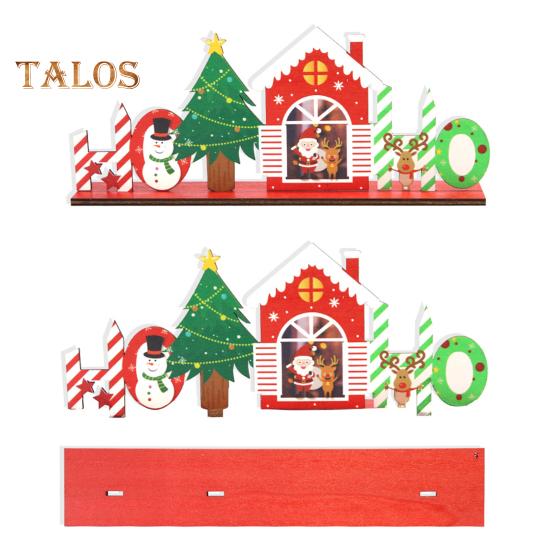 Christmas Table Sign Wooden Snowman Santa Reindeer Xmas Tree Ornaments Merry Christmas Decoration for Home Party DIY Decor