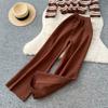 Autumn Winter Women Casual Striped Knitted Sweater Trouser Two Piece Set Full Sleeve Pullover Tops and Wide Leg Pant Tracksuit