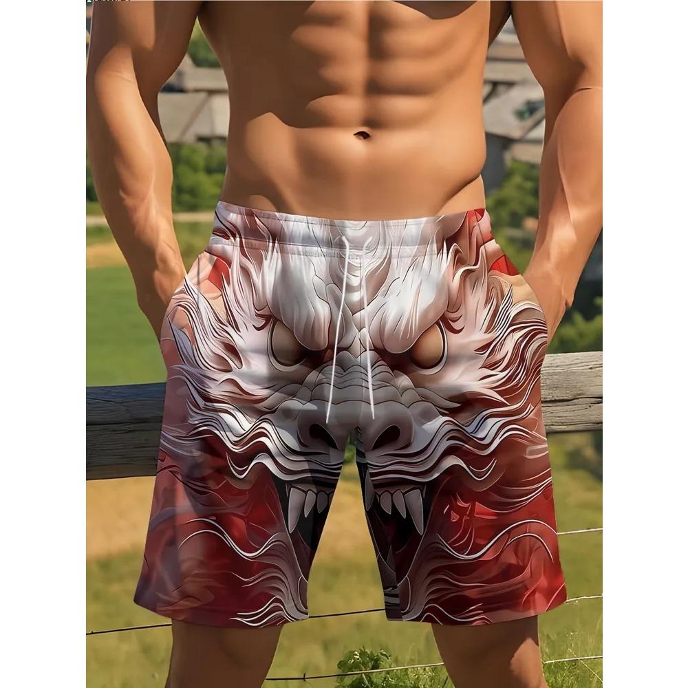 Fashionable Comfortable Plus Size Drawstring Loose 3D Shorts Men Creative Colorful Summer Leisure Holiday Cool Daily Versatile Shorts