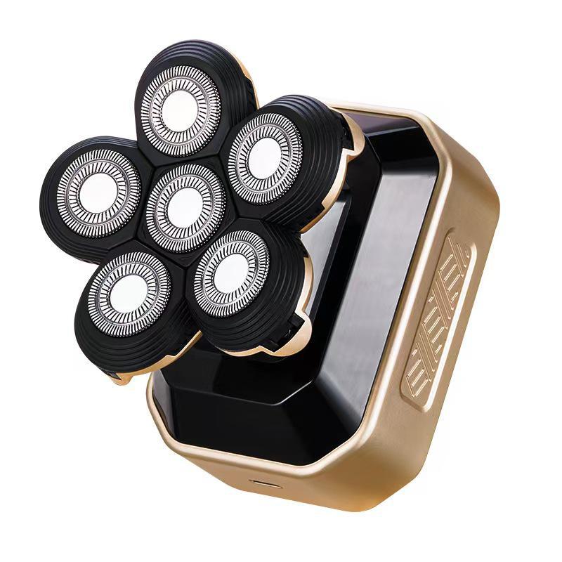 

Водонепроницаемая аккумуляторная электробритва с шестью лезвиями: Инструмент для ухода 5 в 1 null золотой