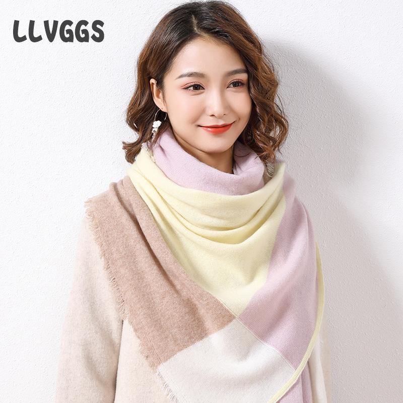 Pure wool women's scarf casual fashion trend autumn scarf autumn and winter Jie warm extended knitted shawl