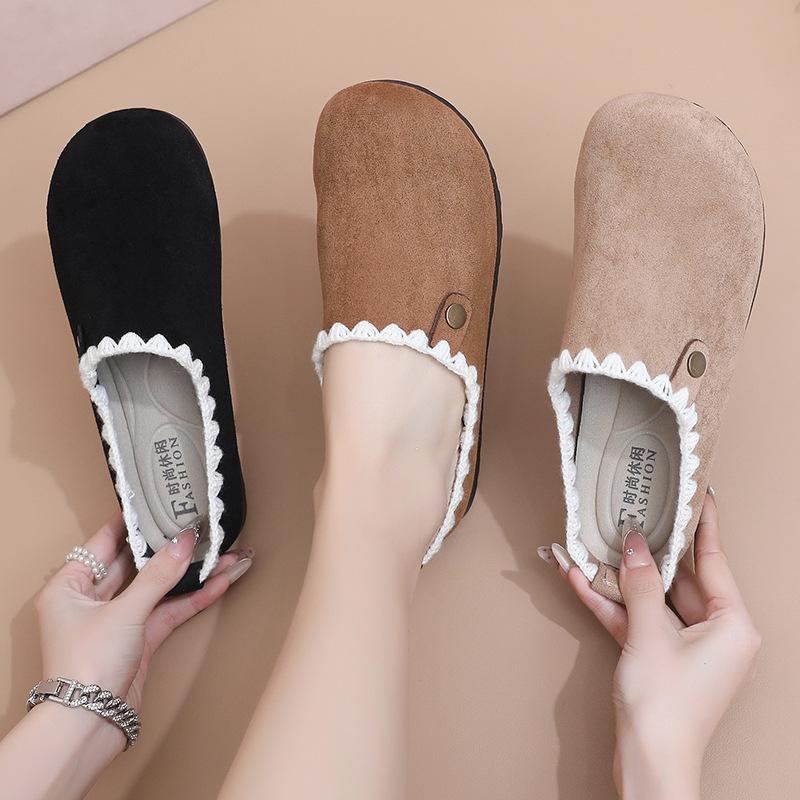 Shoes Women's 2025 Spring and Autumn Explosion One-pedal Lazy Shoes Round Head Breathable Comfortable Shoes Soft Sole Fashion Fashion Single Shoes