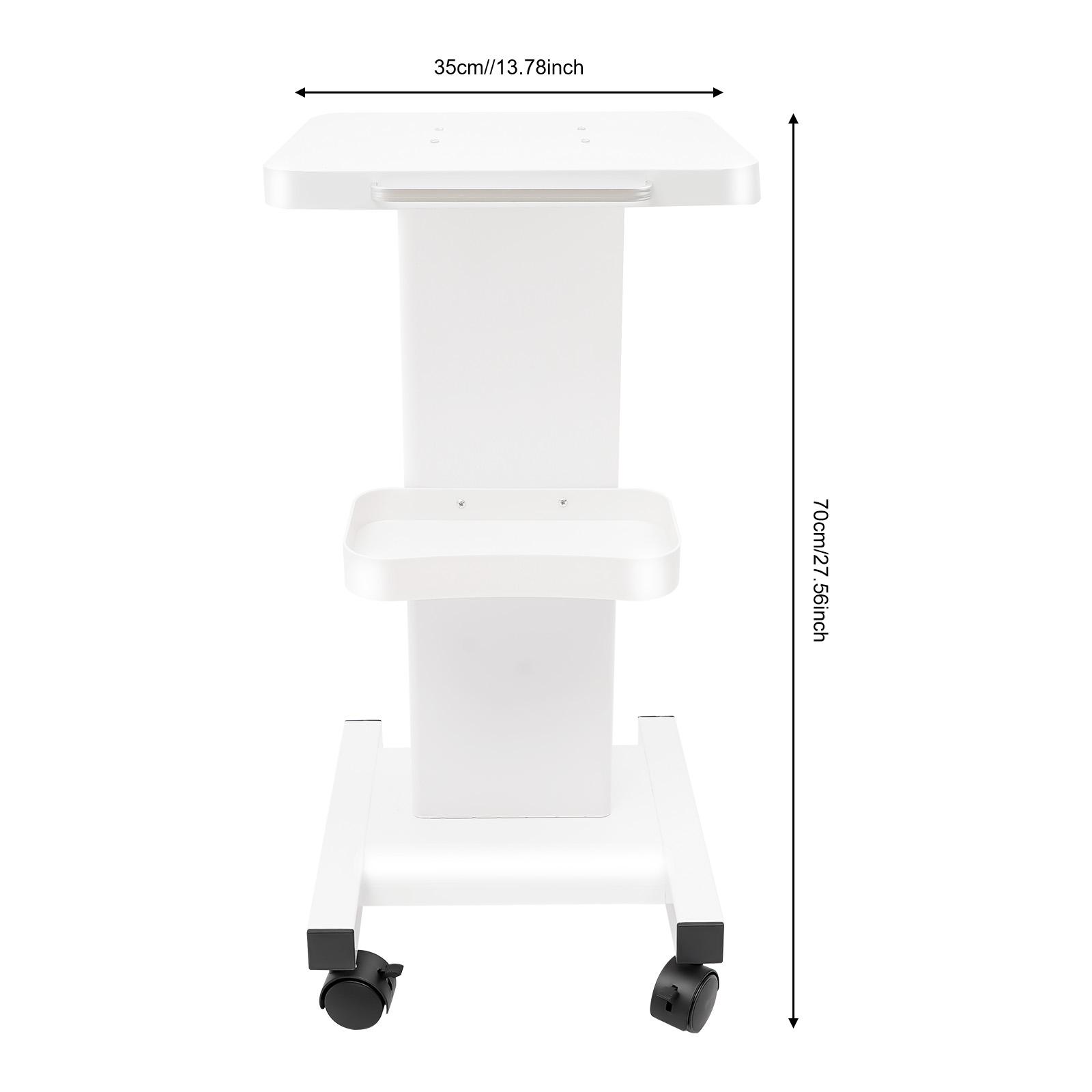 Mobile Beauty Salon Cart 60KG Load Metal Rolling Trolley with Brake Wheel, Spa Barber Clinic Instrument Storage Trolley 35*70cm белый