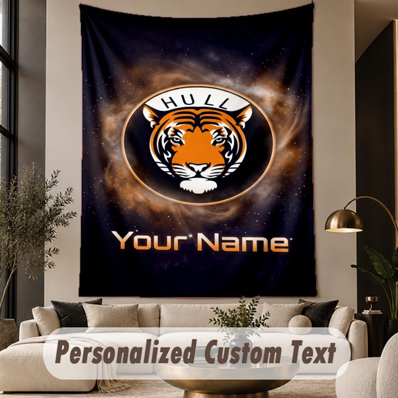 Custom Text Tapestry Hull City Print Wall Tapestry Indoor Living Room Wall Decor