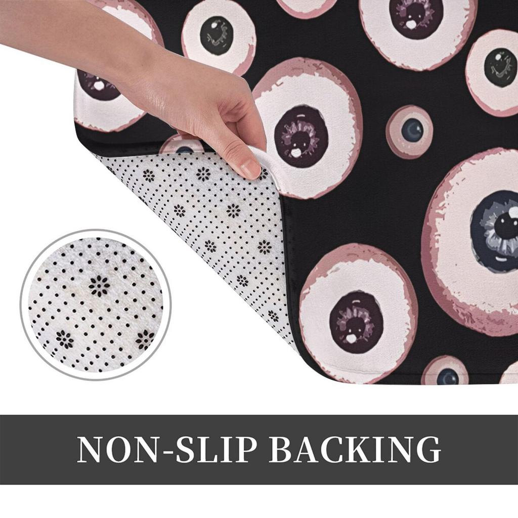 Eyes Pattern Doormat, Realistic Eyeball Print on Black Background, Polyester Floor Rug for Entryway Living Room Decor