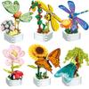 Butterfly Insect Potted Plant Bonsai Flower Block Rose Decoration DIY Mini Building Block Figure Plastic Toy Gift Kids Girls