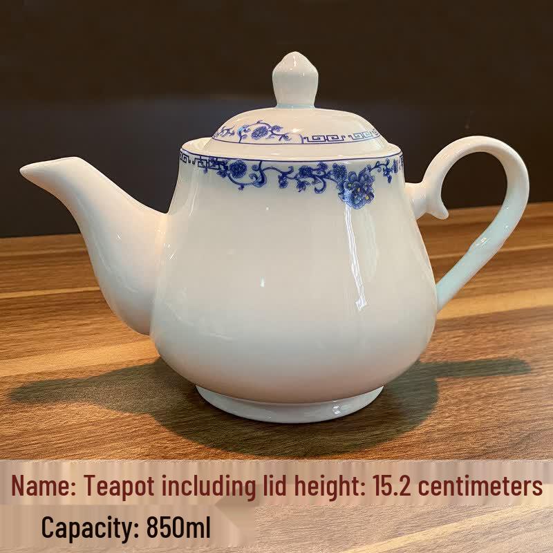 Chinese Ceramic Teapot with Handle and Lid