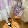 Korean Cloth Handbags Lunch Box Bag Women's Beauty Flower Canvas Bag Outside Shopping Toiletry Phone Oagnzier Storage Bags