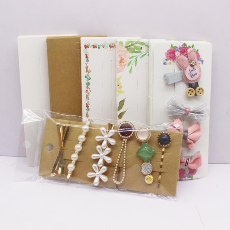 50pcs 15.5x6.5cm White/black/kraft Paper Color Multi Style Hair Clip Display Cards