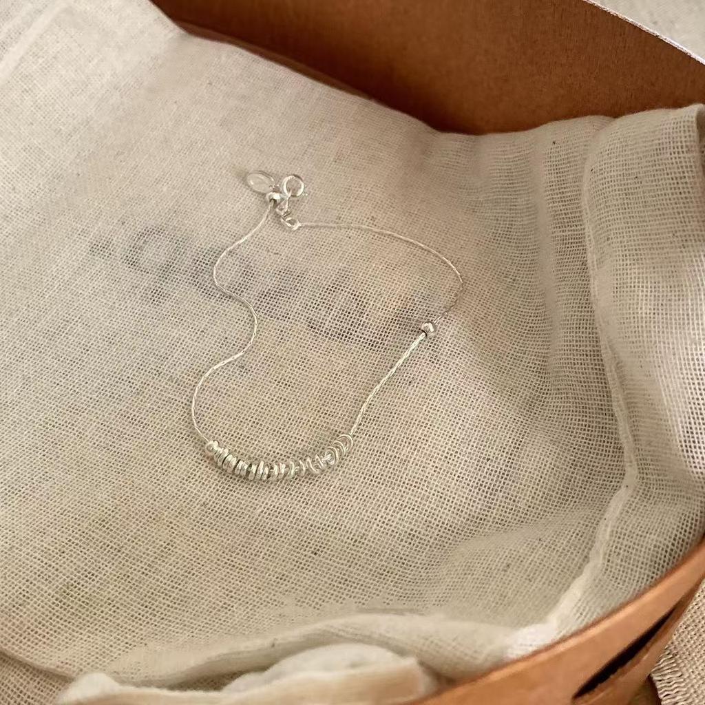 Silver Flying Disc Bead Bracelet: Elegant Korean Style with Versatile Design