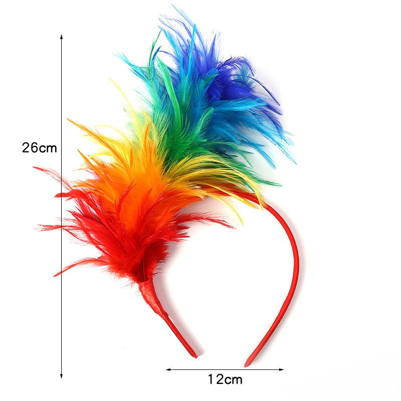 

Halloween Rainbow Headband Feather Hair Accessory Headdress Ball Costume Party червоний