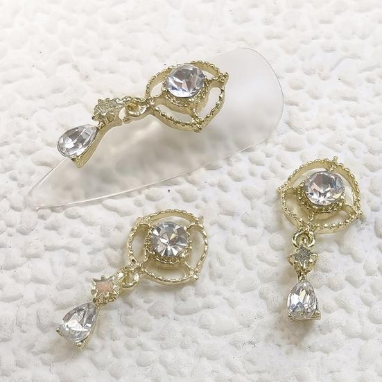 3Pcs Nail Charms Sparkling Stunning Visual Effect Ultra-Light Creative Shape Wide Application DIY Alloy Shiny Bow-knot Rhinestone Nail Art Decorations