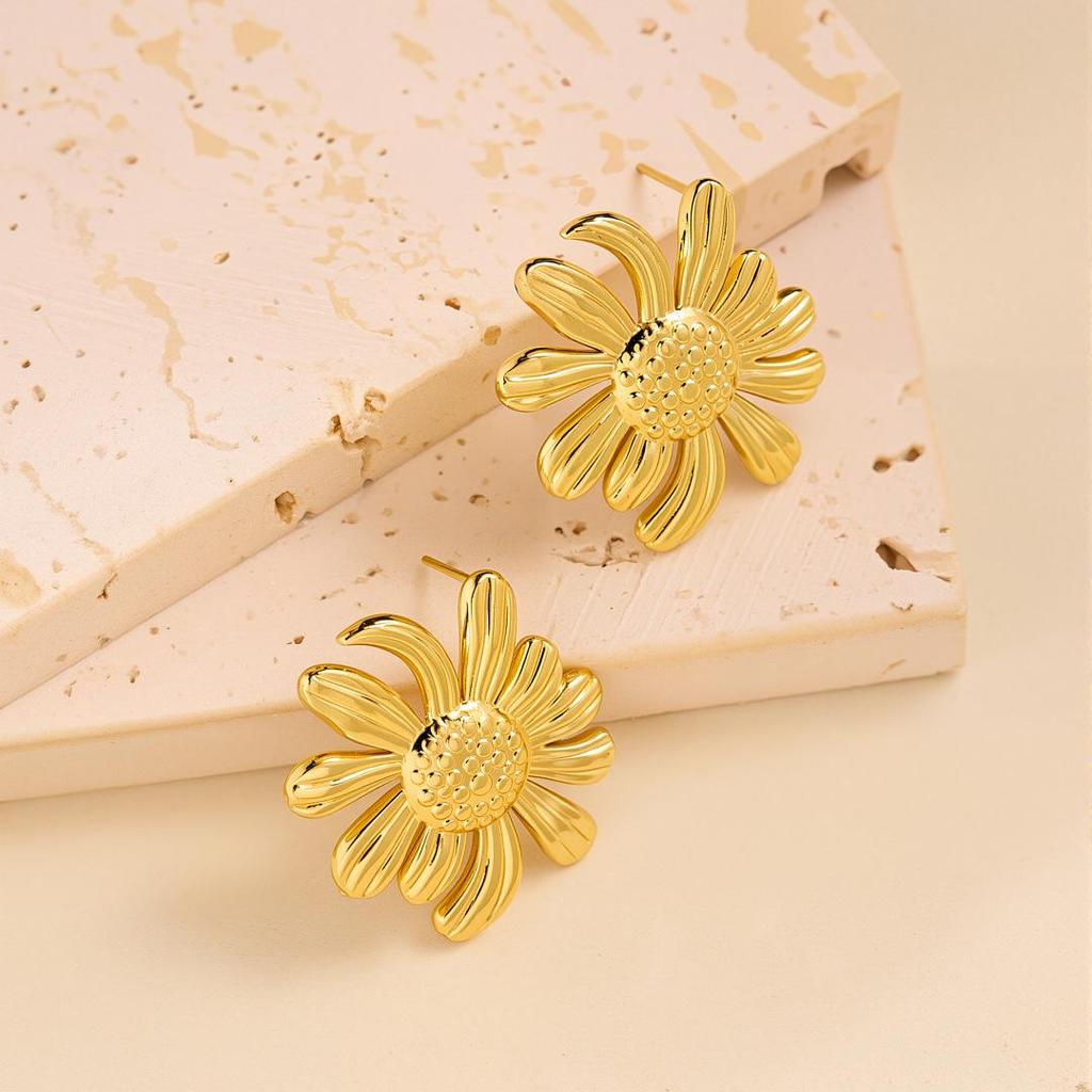Geometric Irregular 18k Gold Titanium Steel Earrings for Women