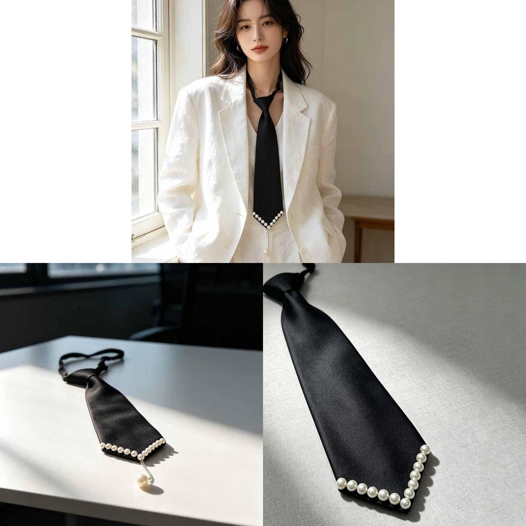 Polyester Bow Tie For Men Women With Pearl Embellishments For Weddings And Parties
