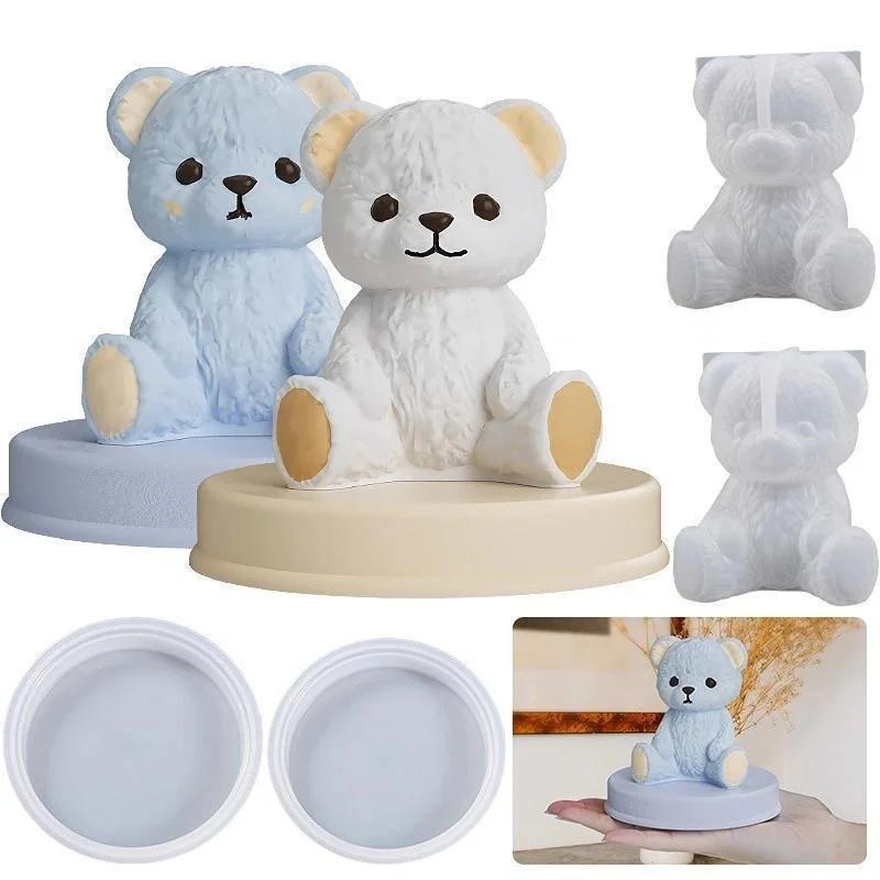 NEW 3D Animal Soap Resin Craft Plaster Making Kit Handmade Ice Cube Mold Home Decor Gift Diy Smiling Teddy