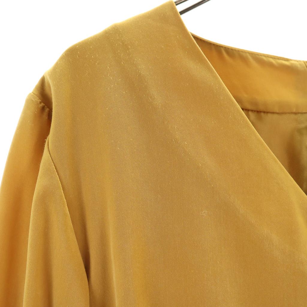 Nano&co Long Sleeve V-neck Waist Panel Long Dress F Yellow Women Used